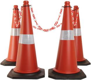 Ladwa Ladwa Normal Traffic Cone Yellow Pack Of 4 Emergency Sign