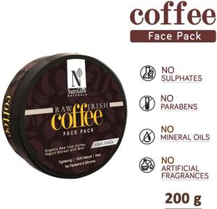 NutriGlow NATURAL'S Raw Irish COFFEE Face Pack with 100% Natural Yogurt and Coffee extract For Glowing skin (No Parabens)