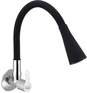 Spazio Fusion Flexo SmartBuy Flexible Sink Faucet - Flxo Play (with 360 Degree Flexible Silicon Hose & Dual Flow Pattern) Hot/Cold Water Tap With Wall Flange - Black Faucet Nozzle
