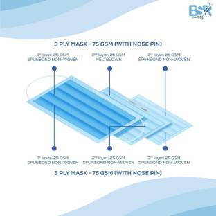 BSRCARES BSRCARES 3 Ply Protective Face Mask, BFE >95% & PFE >90%,ISI,BIS,CE & ISO 9001:2015 Certified, Tested by SITRA, Complies to ISI Level 2 & EN14683 Type IIR, Premium Mask For Men and Women 3 Ply Surgical Disposable Face Mask With Thick Melt Blown (SMMS) Filter, Anti-Pollution, Anti-Virus, Anti-Bacteria Mask with Nose Clip, Comfortable Earloops, and Skin Friendly, BSPFM Water Resistant Surgical Mask With Melt Blown Fabric Layer (Blue, Free Size, , 3 Ply) Surgical Mask With Melt Blown Fabric Layer (Blue, Free Size, , 3 Ply) Water Resistant Surgical Mask With Melt Blown Fabric Layer 3 Ply mask Protective Face Mask, BFE >95% & PFE >90%,ISI,BIS,CE & ISO 9001:2015 Certified, Tested by SITRA, Complies to ISI Level 2 & EN14683 Type IIR, Premium Mask For Men and Women 3 Ply Surgical Disposable Face Mask With Thick Melt Blown (SMMS) Filter, Anti-Pollution, Anti-Virus, Anti-Bacteria Mask with Nose Clip, Comfortable Earloops, and Skin Friendly, BSPFM Water Resistant Surgical Mask With Melt Blown Fabric Layer (Blue, Free Size, , 3 Ply) Surgical Mask With Melt Blown Fabric Layer (Blue, Free Size, , 3 Ply) Water Resistant Surgical Mask With Melt Blown Fabric Layer Surgical Mask With Melt Blown Fabric Layer