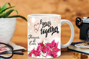 Avavia "8 Years Together" Best Eighth Wedding Anniversary Gift For Him And Her | 8 Years Love Celebration | 8th Anniversary For Husband & Wife | 8th Year Complete In A True Relationship | Best Gift For A True Love | Printed Ceramic Coffee Mug