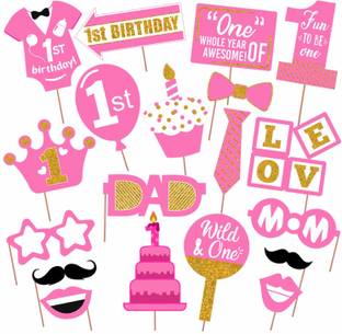 party decoration 1ST Birthday PHOTOBOOTH Props Girls Photo Booth Board