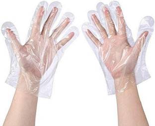 Friends Club PE Material 200 pieces(100 Pair) Plastic Disposable Hand Gloves For Men Women Girls Unisex Cleaning Safety Sanitation Protective Food Serving Surgical Examination Medical Kitchen Handling Multi Purpose Use Transparent Eco-Friendly Glove Set Latex  Safety Gloves