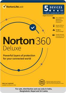 Norton 360 Deluxe 5 PC PC 1 Year Total Security (Email Delivery - No CD)