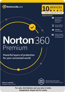 Norton 360 Premium 10 PC PC 3 Years Total Security Compatible with Mac, Android, iOS, Windows (Email Delivery - No CD)