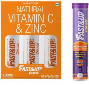 FAST&UP Charge Vitamin C+ Vitalize Multivitamins Effervescent tablets Combo