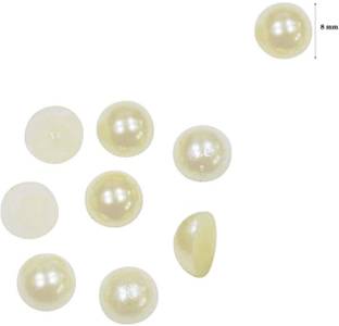 BBS DEAL 8mm Half Cut Pearls (moti),Used in Dresses, Jewellery Formation, Scrap Booking, Wedding Trays Making, Arts and Crafts- Set of 300 Beads