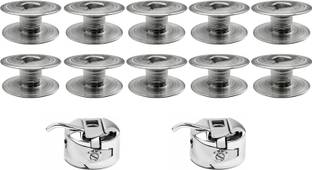 Kavmart KAV3058 Pack of 10 Bobbins 2 Bobbin Heavy Case for hand sewing machines Metal Bobbins Metal Bobbins (Pack of 12) Metal Bobbins