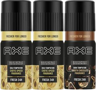 AXE Dark Temptation & Gold Temptation Deodorant, 150ml Pack of 3 Deodorant for men Deodorant Spray  -  For Men