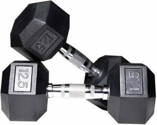 EXTREME FIT Hexa Double Hexagon (12.5kgX2) Hex for Home Gym Workout Fixed Weight Dumbbell