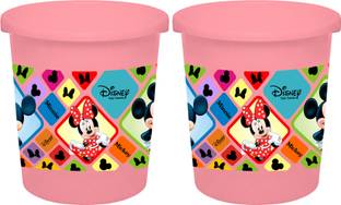KUBER INDUSTRIES Disney Mickey Minnie Print Plastic 2 Pieces Garbage Waste Dustbin 5 Liter (Pink) Plastic Dustbin