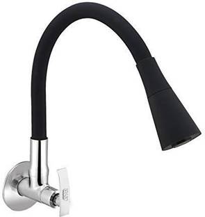 Spazio Pulse Flexo SmartBuy Flexible Sink Faucet - Flxo Play (with 360 Degree Flexible Silicon Hose & Dual Flow Pattern) Hot/Cold Water Tap With Wall Flange - Black Faucet Nozzle