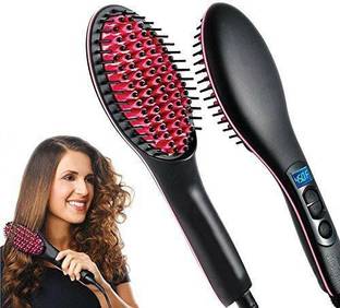 Taxila Simply Straight Women's 2 in 1 Ceramic Hair Straightener Brush (Black, Standard Size)
