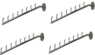 Q1 Beads 8 pin Hook Wall drope Hanger for Cloth & Multipurpose- Metal Pack of 4 - Stainless Steel Clothes Hanger Heavy Duty Drying Rack Wall Mount with Hardware Fitting Hook Rail 8