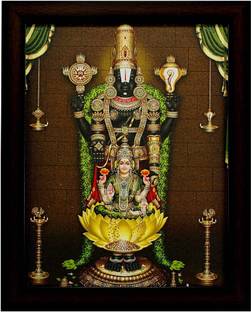 Indianara Single Set of "Tirupati Balaji" Framed Wall Art (715) Digital Reprint 13 inch x 10.6 inch Painting