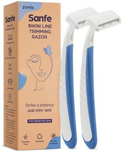 Sanfe Line Trimming Razor Pack of 2 Stainless steel blade,, Women