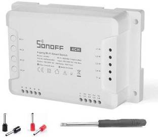Sonoff 4CH R3 WiFi Switch for Home Automation, Smart WiFi Wireless Switch, 4 x 10A 2200W, Compatible with Alexa, Google Home, Free App Support Android & iOS Smart Switch
