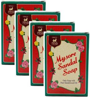 MYSORE SANDAL Soap Pure Sandalwood Oil 75gm Pack Of 4