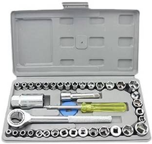 UZAN Universal Snap 'n Grip Auto Adjustable Universal Wrench and T-Bar 24pcs Tool Kit for Home Machine Car Repair Screw Driver Torx Bits Combo Socket Set