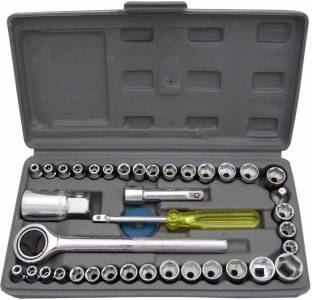 Alwick 40 in 1 Pcs Wrench Tool Kit & Screwdriver and Socket Set Automobile Motorcycle Tool Box Set Socket Wrench Sleeve Suit Hardware Auto Car Repair Tools Socket Wrenches Single Sided Rachet Wrench