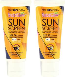 NutriGlow Sunscreen - SPF 50 PA+++ Sun Screen Lotion 65ml (Pack Of 2)