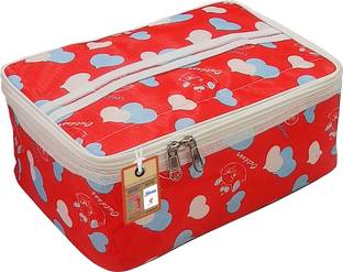 atorakushon ® Fabric Women Makeup Storage Box Travel Vanity Cosmetic Utility Toiletry Bag Wardrobe Organizer Jewellery Pouch Pack of 1