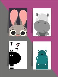 craft maniacs HIPPO AND OTHERS SET OF 4 MAGNETIC BOOKMARKS MAGNETIC BOOKMARK Bookmark