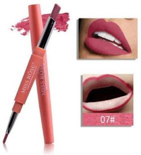 MISS ROSE 2 In 1 Double Ends Lip Liner Pencil Waterproof Matte Lipstick By (1) - Pack of 1