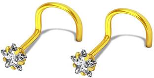 GadgetsDen Cubic Zirconia Gold-plated Plated Stainless Steel Nose Stud