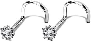 GadgetsDen Cubic Zirconia Silver Plated Stainless Steel Nose Stud
