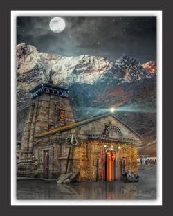 K K CREATIONS Kedarnath Painting Digital Reprint 10 inch x 8 inch Painting