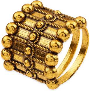 Voylla Rava Ball Adjustable Statement Ring Brass Gold Plated Ring