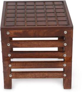 Smarts collection Antique Wooden Stool/Small Side Table – for Bedroom, Living Room, Dressing Table, Bedside, Home, Office, Balcony (Natural Brown) (Walnut Brown) Solid Wood Side Table (Finish Color - Brown) Solid Wood Side Table