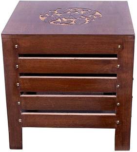 Smarts collection Wooden Stool Square Small Table Solid Wood Best Used as Bedside Corner Footrest Foot Step Stool Tea Coffee Plants for Living Room Outdoor Furniture Pre-Assembled Solid Wood Side Table
