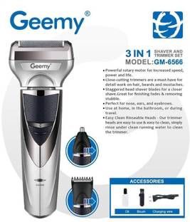 Gmeey Outstanding Multifunctional Rechargeable 3 in 1 Gm 6566 Nose, Ear and Hair Shaver and Trimmer Set Trimmer 60 min  Runtime 4 Length Settings