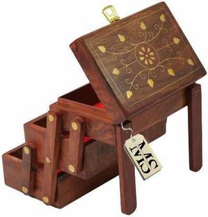 manzees Handmade Wooden Jewellery Box for Women Jewel Organizer Hand Carved Jewellery Box, Multipurpose Storage Box Vanity Box