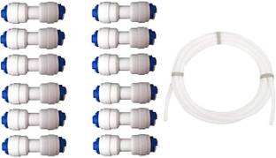 SEAZONE Ro 1/4"-1/4" Straight Connector Jointner Both side Push fit) for All Water Purifer (set of 12 & 1/4" 3 Meter Pipe) Solid Filter Cartridge