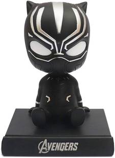 Relicon Black Panther Bobble Head with Mobile Holder (Design-1) Superhero Action Figure Toys Collectible Showpiece for Car Dashboard | Office Workstation Desk Table Top