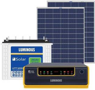 LUMINOUS 850 VA Luminous NXG1100 + LPTT12150H 150Ah 1No + 165Watts Solar Panel 2No (Poly) with 60 Months Warranty Solar Compatible Pure Sine Wave Inverter