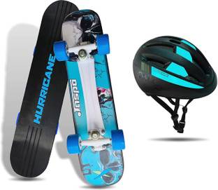 Jaspo Hurricane Dual Combo 27"x 6.5" Wooden Skateboard with Helmet Skating Kit