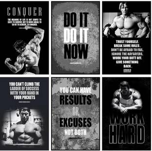 Motivational Wall Posters and Inspirational (Arnold Schwarzenegger )Quotes for Bodybuilding, sportsman, Sports, Office, Home, Study Room and gym, (Pack of 6) Paper Print