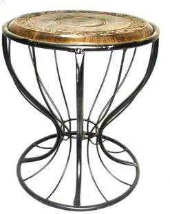 Smarts collection Wrought Iron Bedside Table/Sofa Side Table/Side end Table with Drawer and Shelf Tables for Bedroom, Living Room and décor Standard Size (20 x 12 x 12 inches) matt Black Solid Wood Side Table (Finish Color - Black) Engineered Wood Side Table