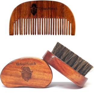 UrbanMooch 100% Natural Bristle Beard Brush with Wooden Handle