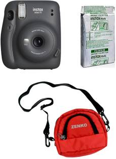 FUJIFILM Instax Mini 11 Charcoal Gray With 10X1 Instant Film With Red Pouch Instant Camera
