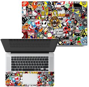 Finest Full Panel Laptop Skins Compatible with 14.1 inch - No Residue, Bubble Free - Removable HD Quality Printed Vinyl/Sticker/Cover for Dell-Lenovo-Acer-HP - Sticker Bomb Tiger Face 14.1 inches Vinyl Laptop Skin Compatible for 14.1 inch