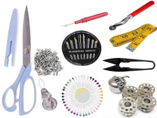 IKIS Sewing Kit - 11 in 1- Thread Cutter/Sewing Needles/Seam Ripper/Tracing Wheel/Measuring Tape / Scissors Sewing Kit