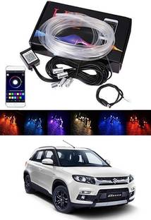 AYW RGB App LED Car Atmosphere Interior Light With Optic Fibre Cable, EL Neon Strip Lamp With Bluetooth App Control Car Fancy Lights Universal For Breeza All Models Car Fancy Lights