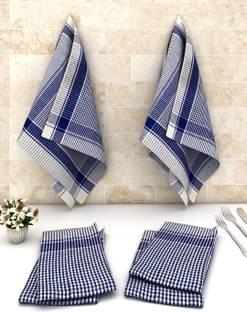 athom TRENDZ Small Checks Cotton Multipurpose Kitchen Towel/Cleaning Cloth 45x45 cm Pack of 6 Wet and Dry Cotton Cleaning Cloth
