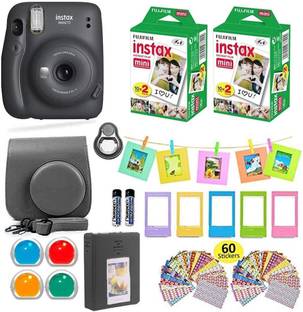 FUJIFILM Instax Mini 11 Charcoal Gray with Carrying Case Instax Film Value Pack (40 Sheets) Accessorie...
