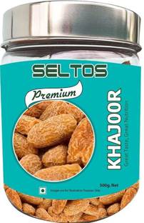 Seltos 100% Natural Premium Dry Fruit Mall Yellow Dry Dates/Peela Sukha Khajoor/ Chuhara (500g in Reusable Strong Jar) Dry Dates